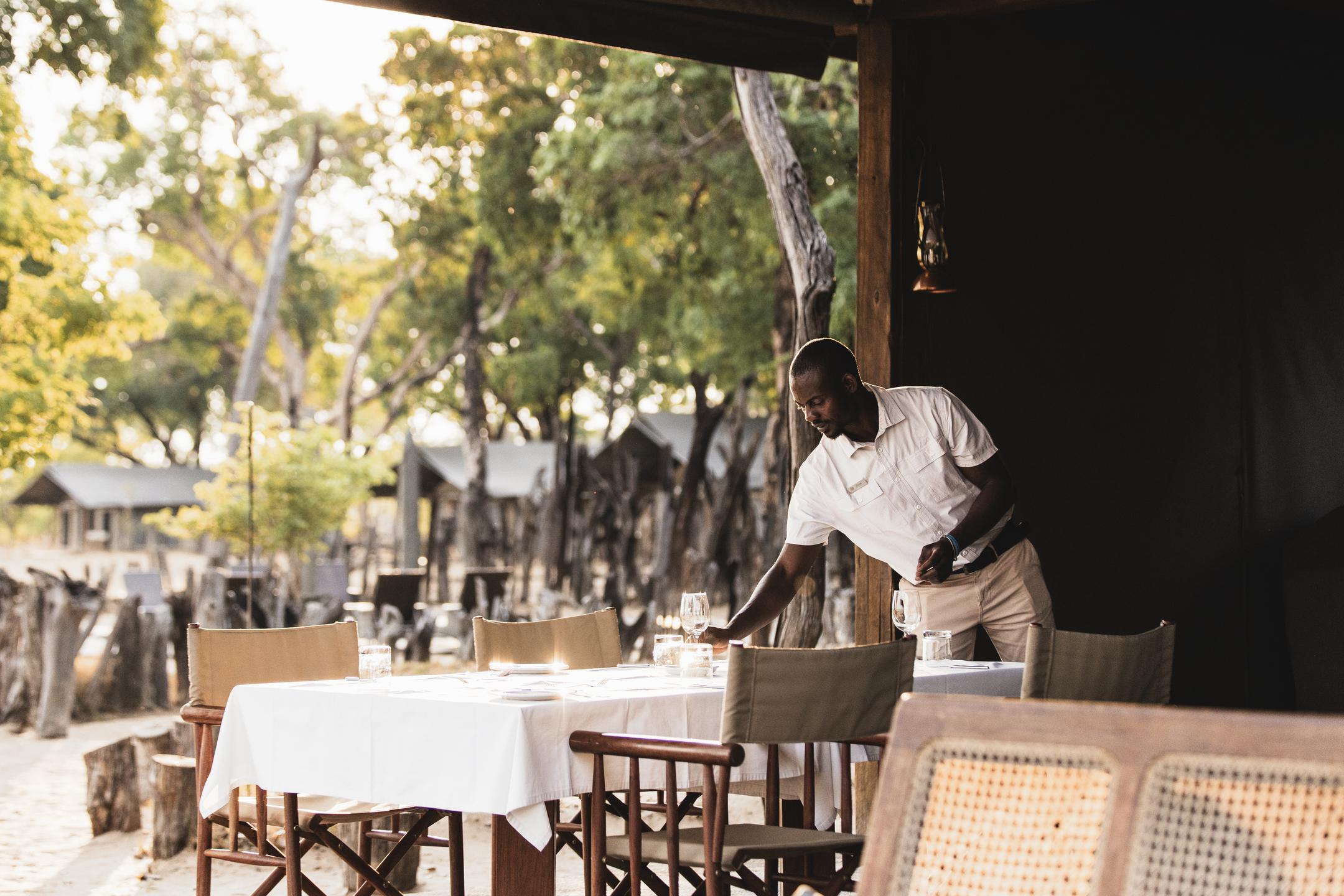 Dining at Wilderness Davison's Camp, Zimbabwe