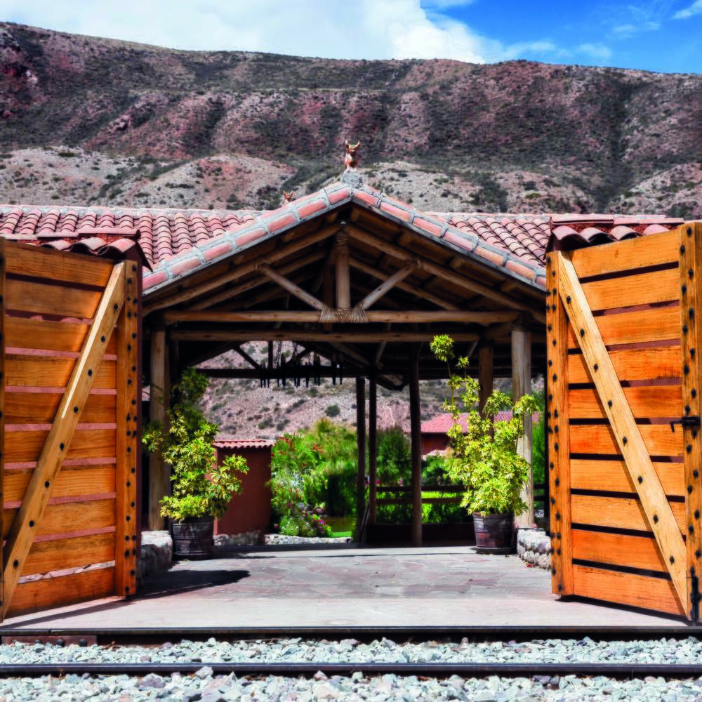 Entrance gates at Belmond Hotel Rio Sagrado, Peru