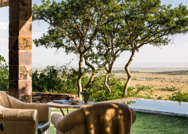 The view of the wide open plains of Singita Grumeti, Tanzania, from the comfort of a luxurious veranda.
