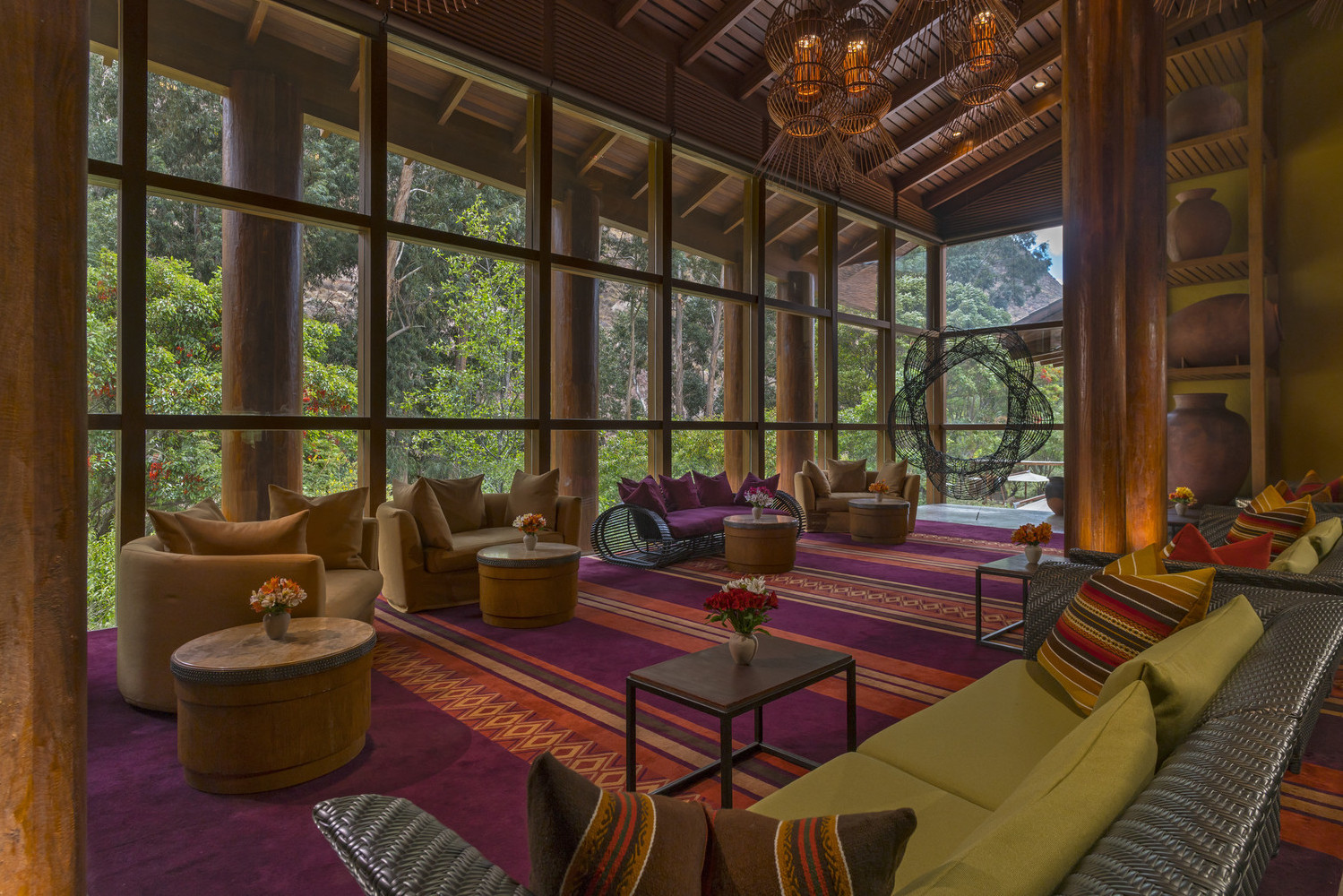 The lounge with forest view at Tambo del Inka, Peru