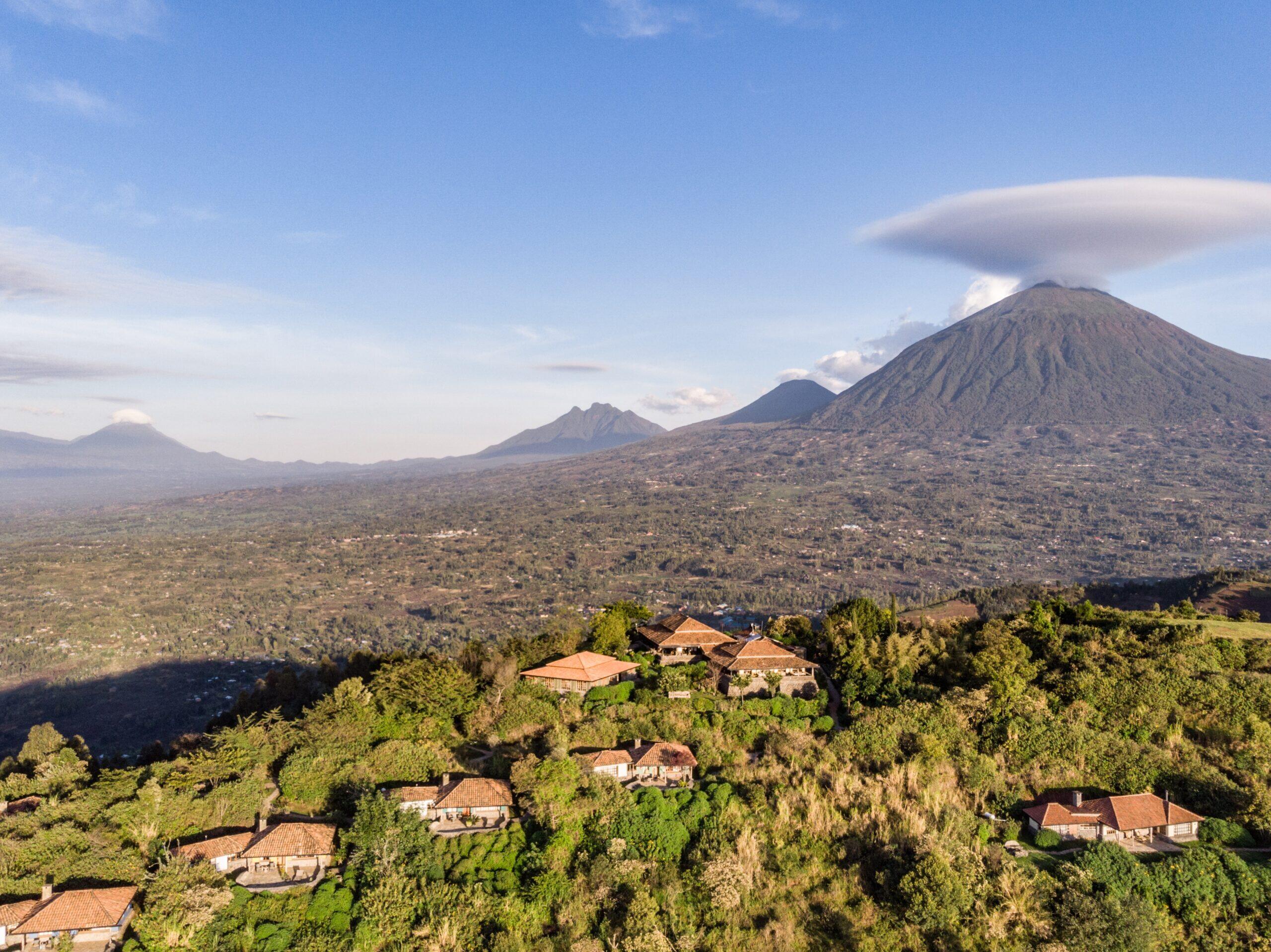An aerial view of Virunga Lodge in Rwanda