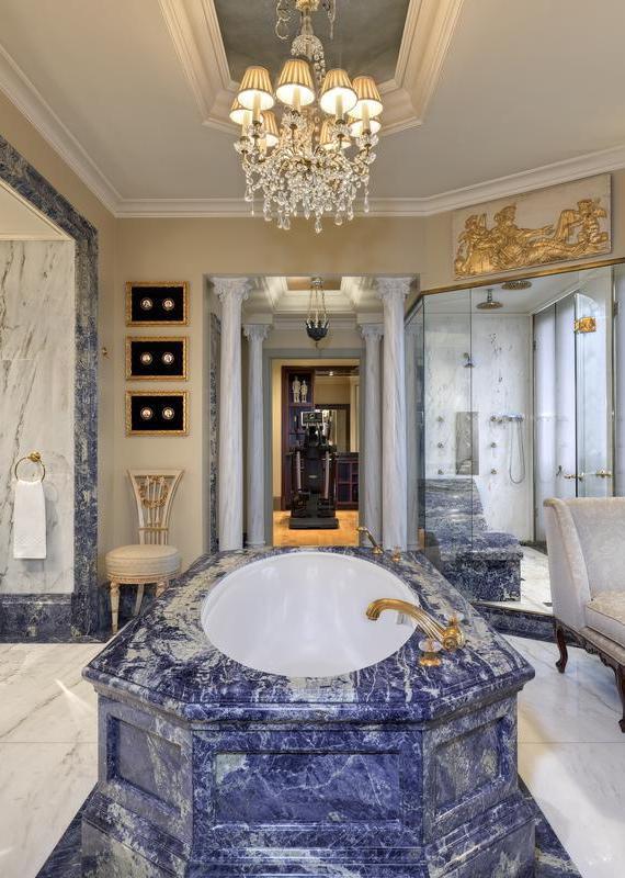 Blue marble bathtub at Hotel Grande Bretagne