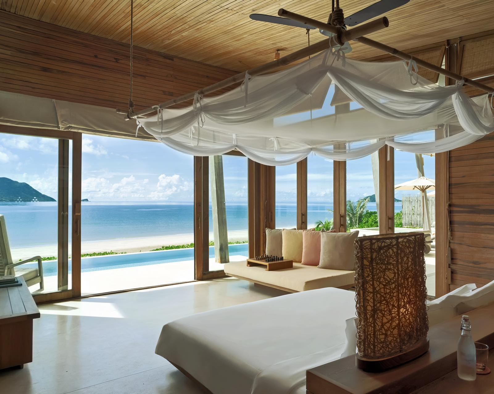 Bedroom in a pool villa at Six Senses Con Dao