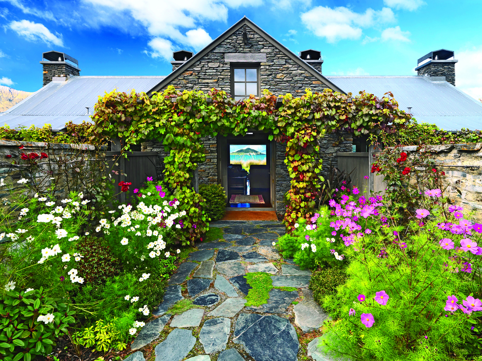 Blanket Bay chalet entrance, New Zealand
