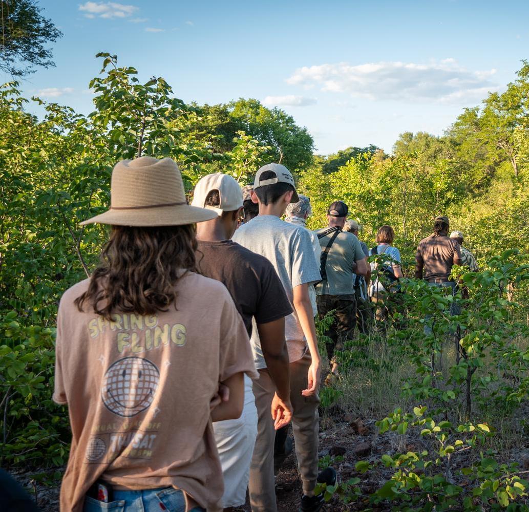 People on a guided walk through nature.