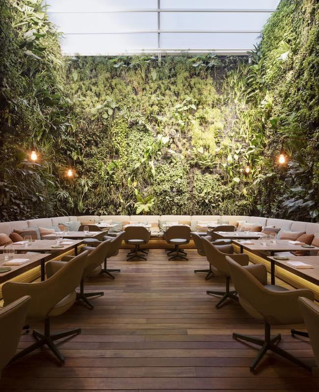 the restaurant at Emiliano Rio de Janeiro with vertical garden walls