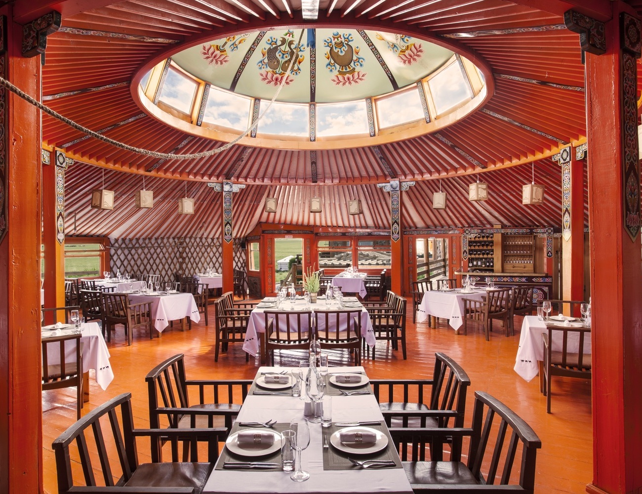 The restaurant at Three Camel Lodge in the Gobi Desert, Mongolia