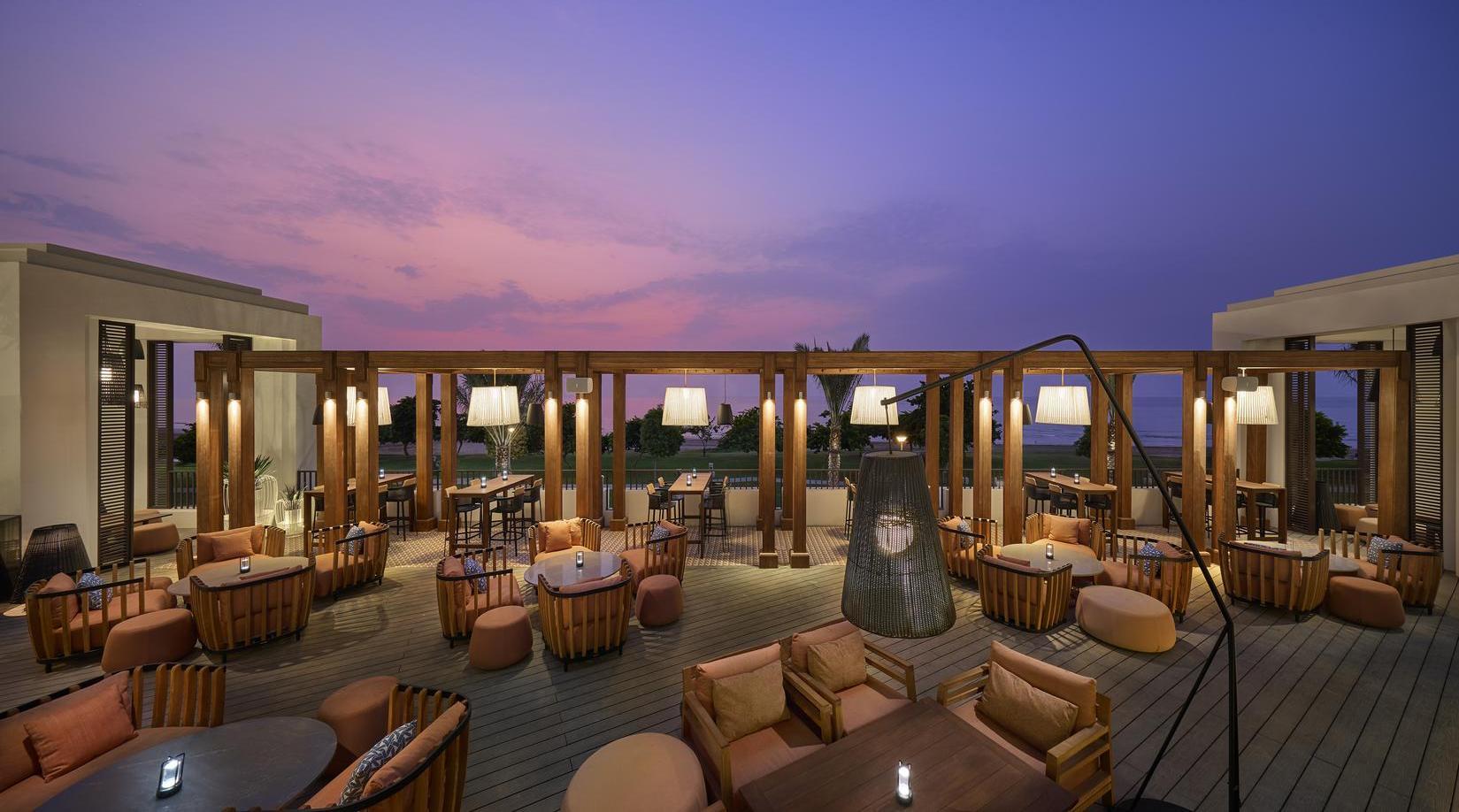 Mandarin Oriental Muscat's seaside terrace.