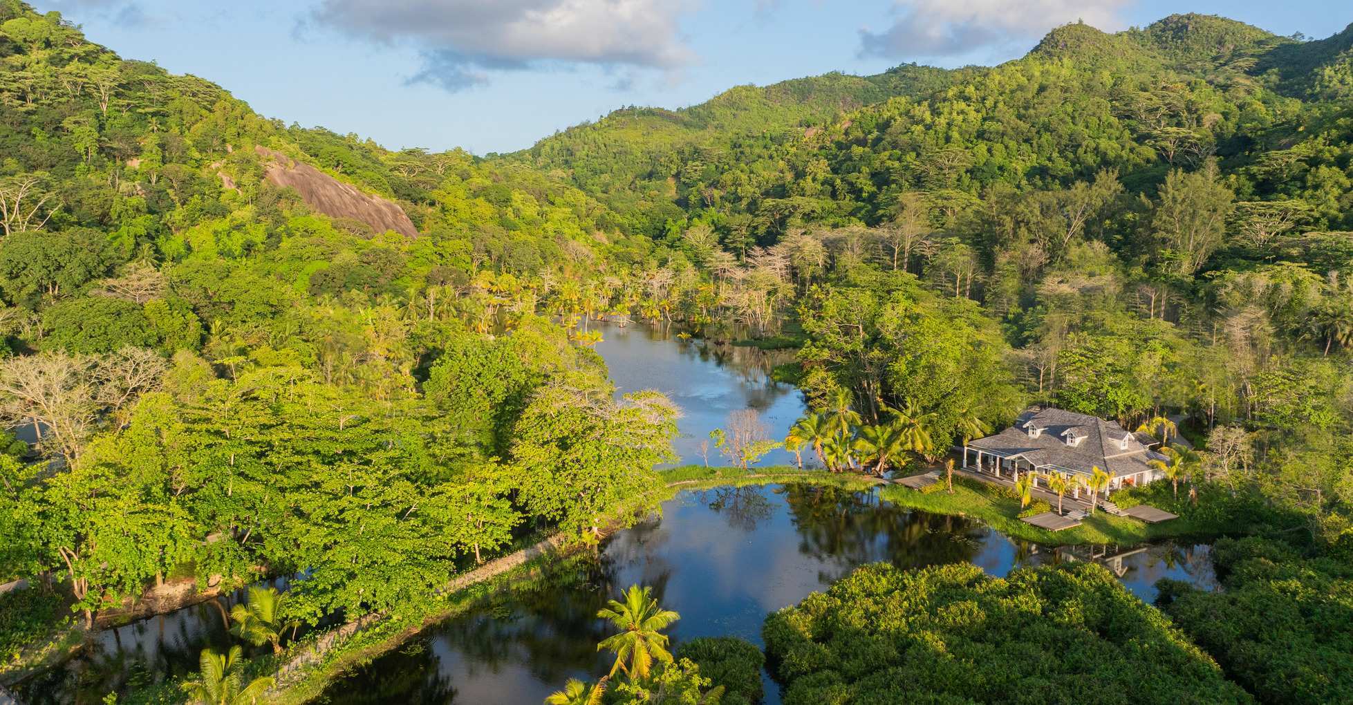 The protected marshland at the heart of Cheval Blanc Seychelles.