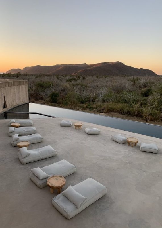 View of the infinity pool and terrace at Paradero in Todos Santos