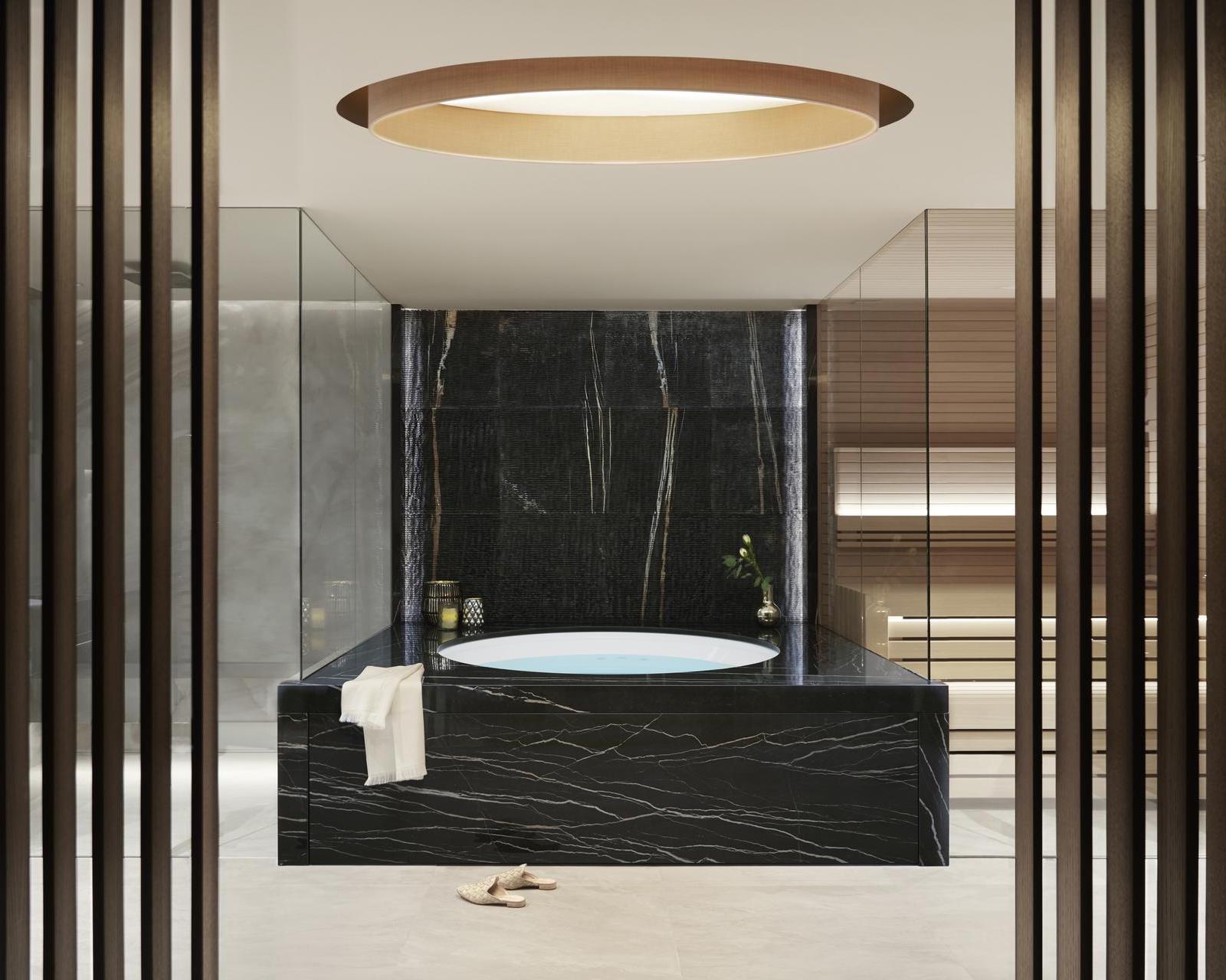 Spa bath in the spa suite room at Lefay Dolomiti