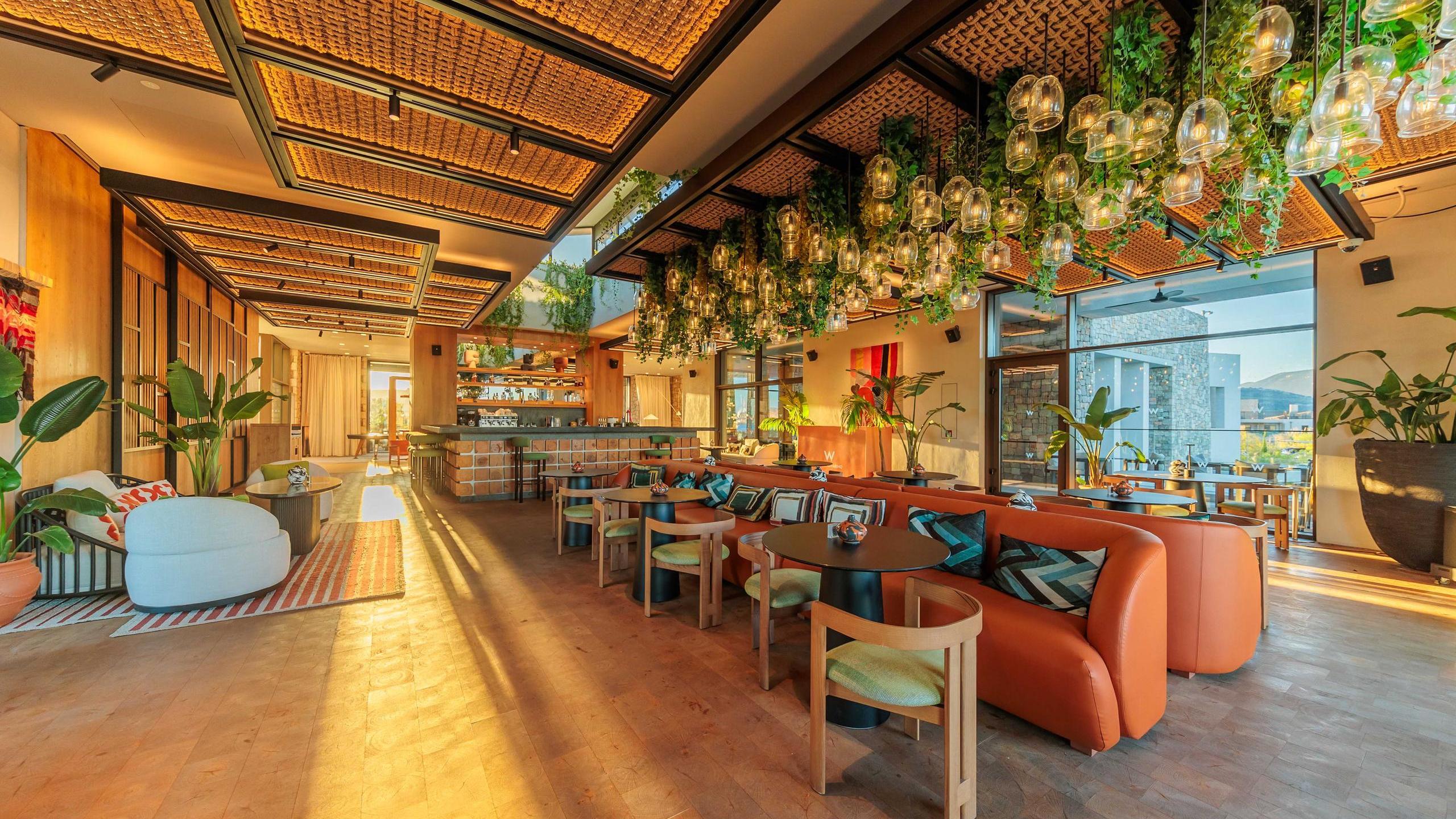 lounge at W Costa Navarino with original interior design