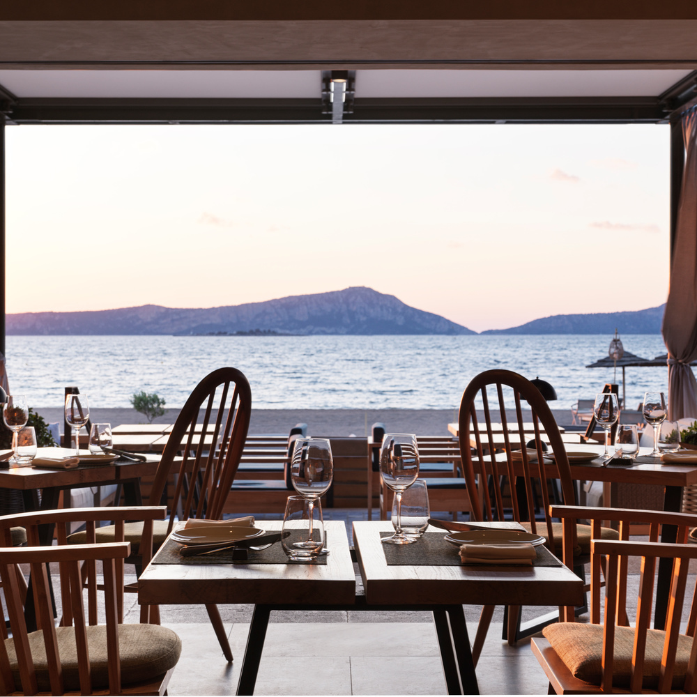 Parelia restaurant, one of the five dining options at W Costa Navarino