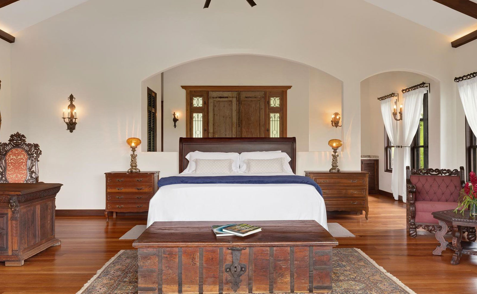 Interior of a bedroom at a villa in El Lugar.