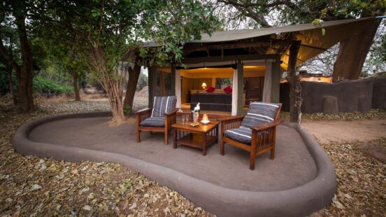 Tent exterior, Luangwa Bush Camping, South Luangwa National Park, Zambia