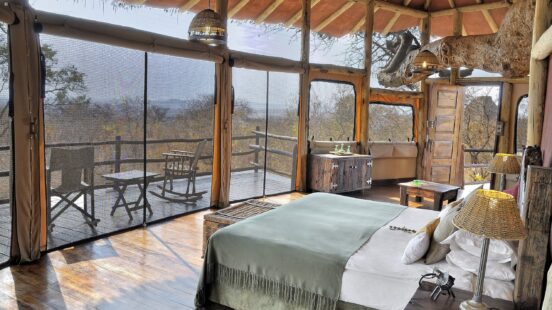 Bedroom interior, Tarangire Treetops, Tarangire National Park, Tanzania