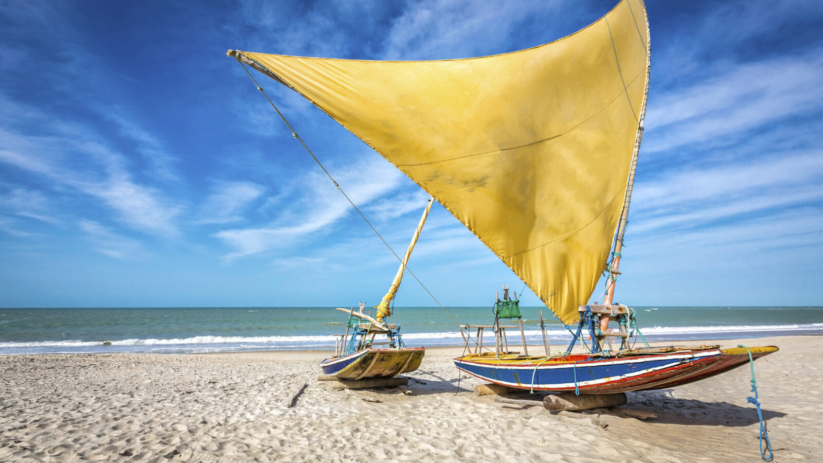 Fishing boat on the beach of Natal, Brazil