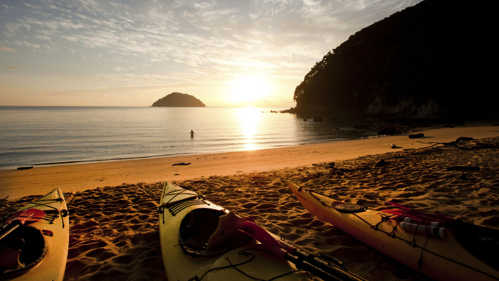 Sunrise over Abel Tasman National park, New Zealand