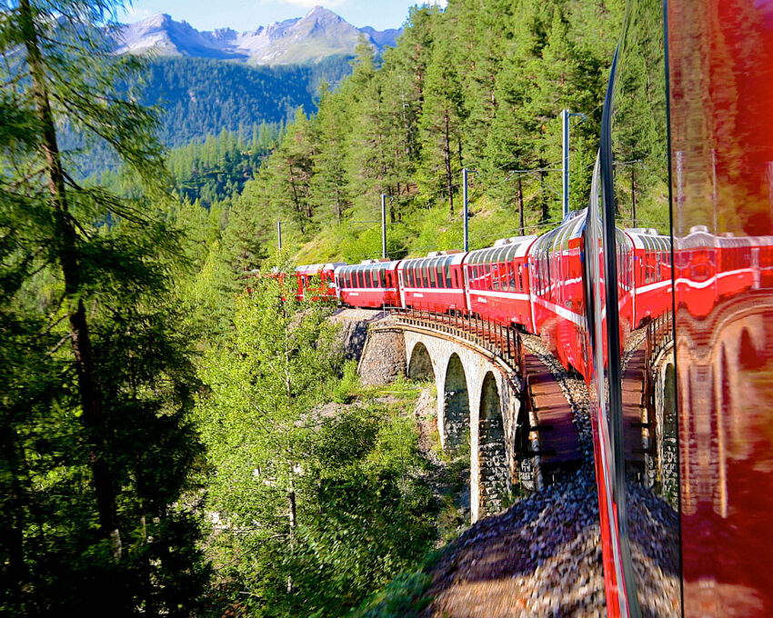 The Bernina Express from St. Moritz to Tirano