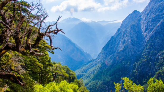Hiking in the Canyon Samaria in Crete, Greece