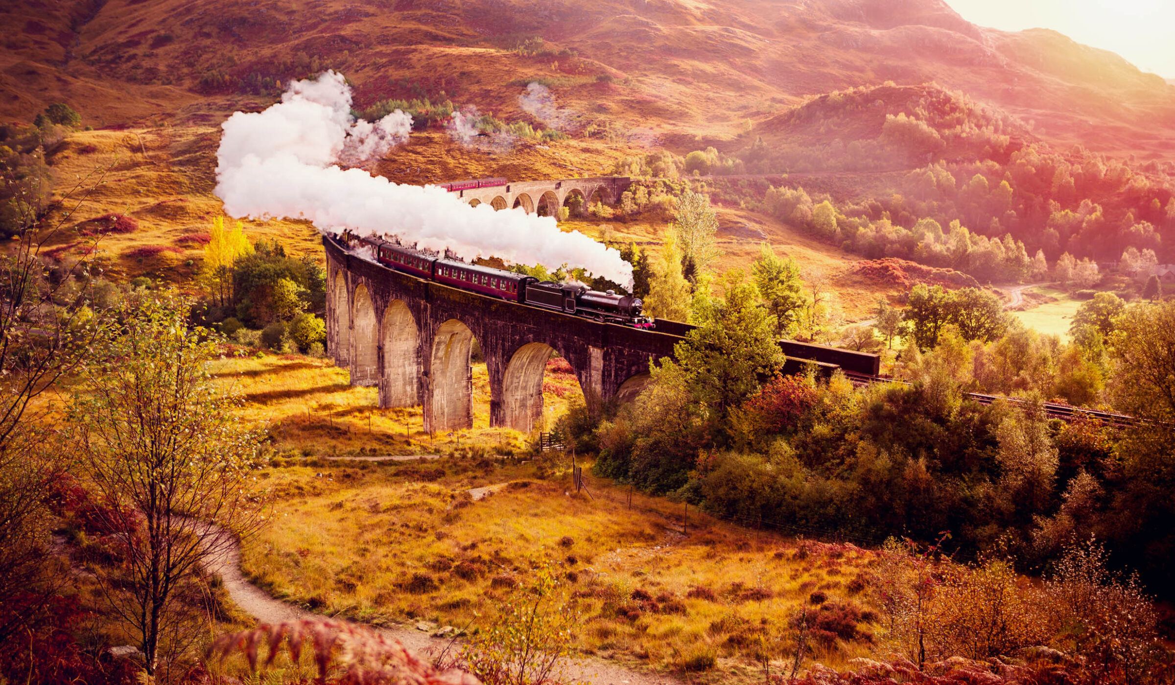Historical Steam Train, Glenfiann Viaduct, Scotland