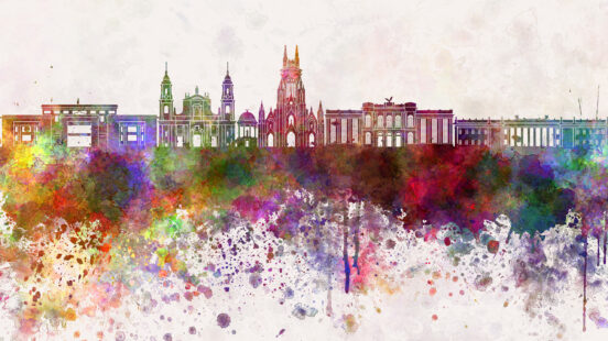 Bogota skyline in watercolour