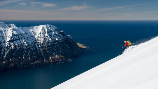 Skiing in Deplar Farm, Iceland