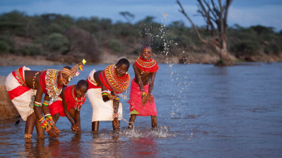 Samburu people in the water, Kenya