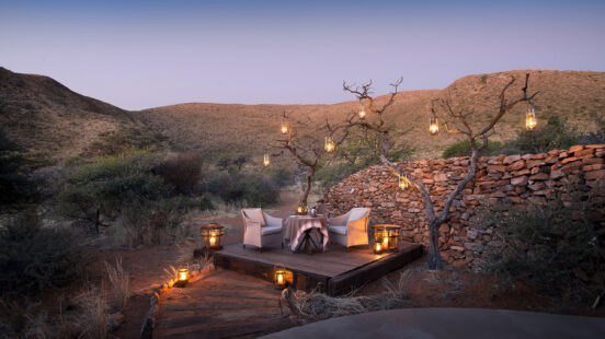 Candlelit bush dinner at Tarkuni Private House, Tswalu Kalahari Reserve, South Africa