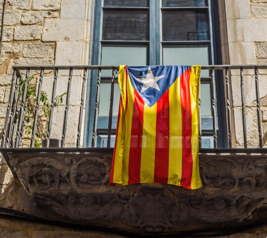 The Catalan flag hangs proudly in Girona