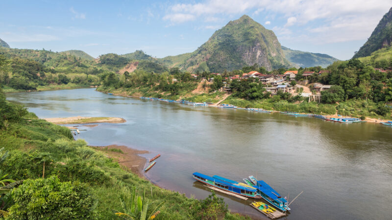 Stunning limestone landscape around the village of Nong Khiaw, by the Nam Ou river in the Luang Prabang province in North Laos