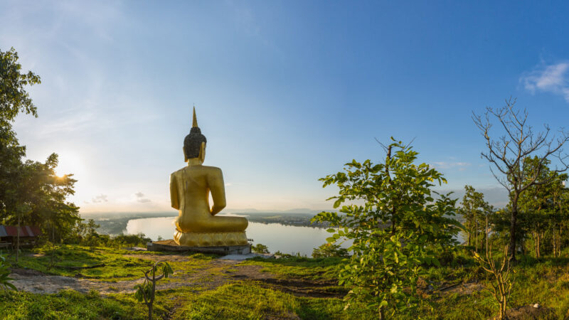 Big buddha statue in Pakse district, Champasak province, laos. public area for all people.