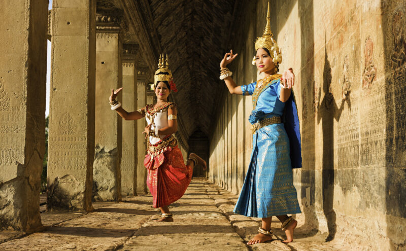Locals in traditional dress, Khmer New Year, Cambodia