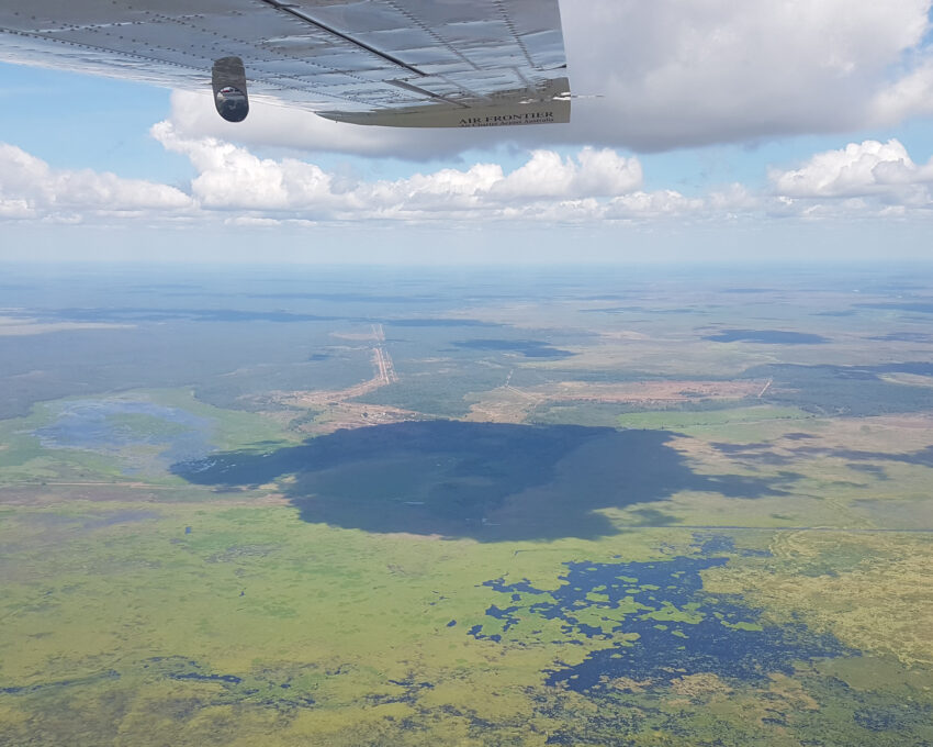 Board a scenic flight to Bamurru