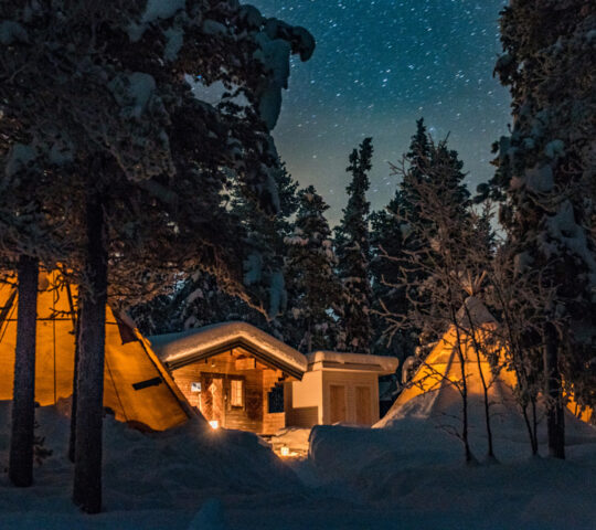 Night falls at Sápmi Nature Camp
