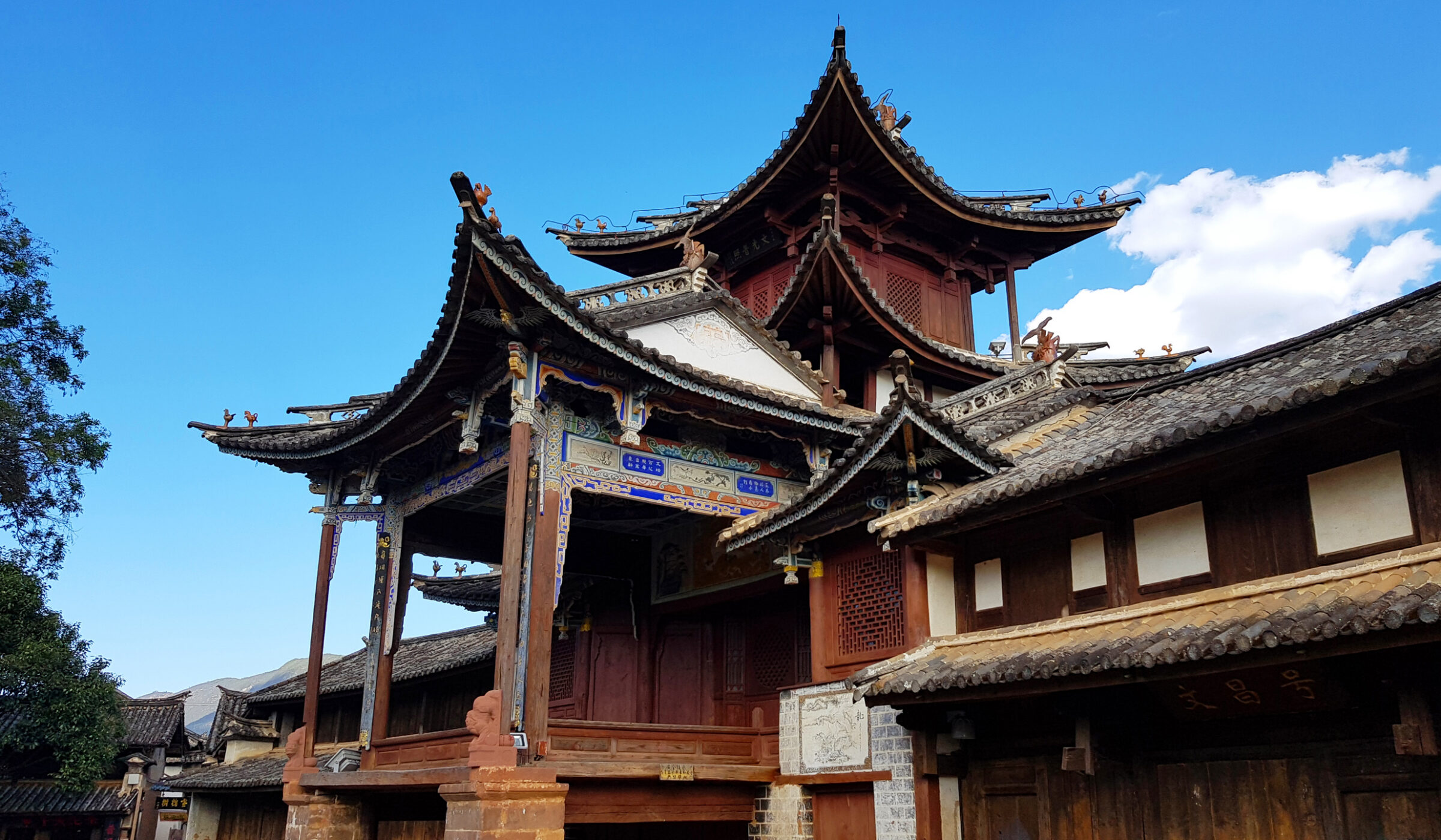 View of the Shaxi market square with the theater, Shaxi, Yunnan, China