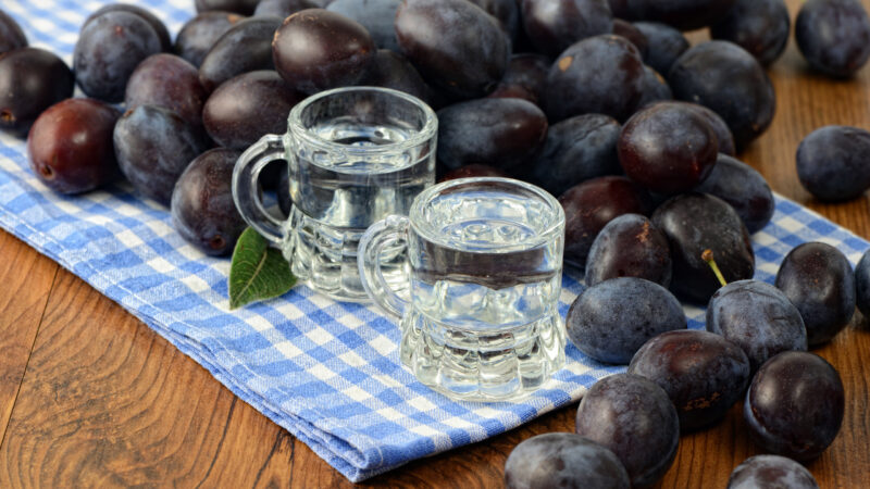 traditional plum liquor with rustic decoration