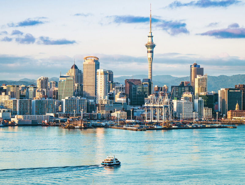 Auckland's skyline at dawn