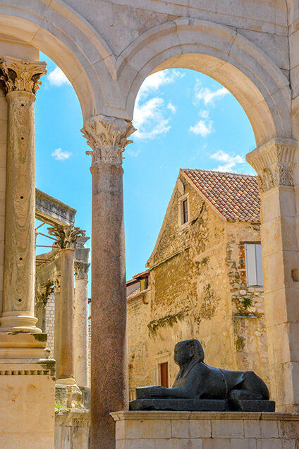 Luxury Grand Tours of Europe - Medieval sculptures of a lion on the Cathedral of St Doimus, Split Croatia