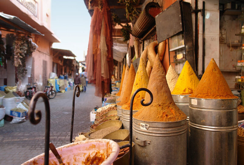Shop with Spices on the Street in Marrakesh