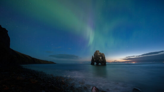 Hvitserkur is a spectacular rock in the sea on the Northern coast of Iceland