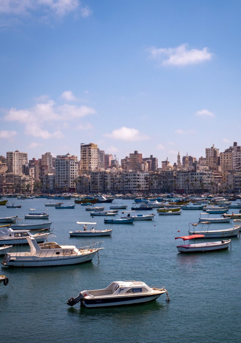 the view of the skyline of Alexandria from the Quaitbay citadel