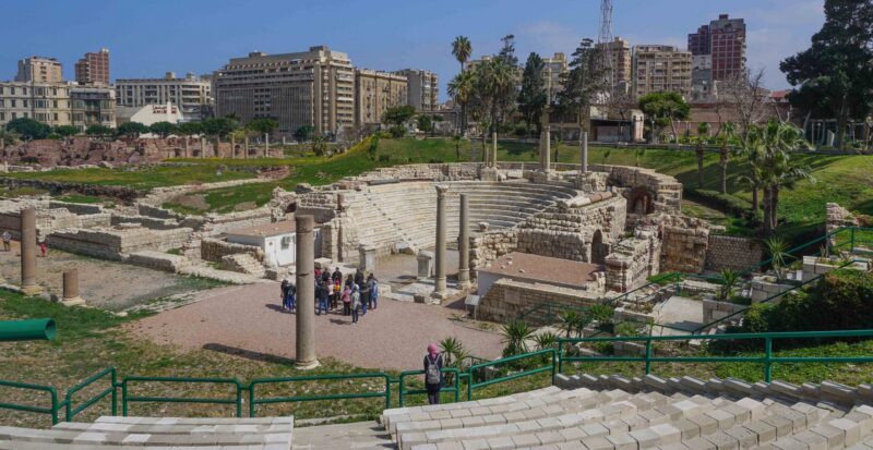 Alexandria, Egypt: The Roman Theater at Kom el-Dikka, a Polish-Egyptian archaeological project that has uncovered an ancient city center.
