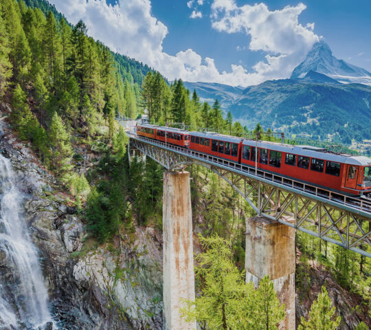 The Gornergrat cog railway in the summer