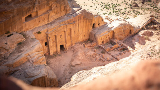 View on the Renaissance Tomb in Petra Jordan, on the High Place of Sacrifice Trail