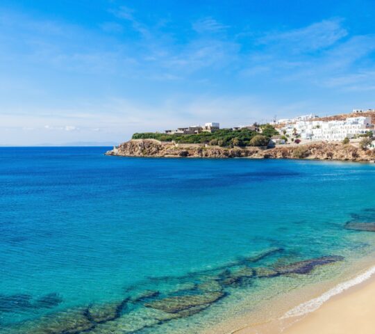 On the beach in Mykonos