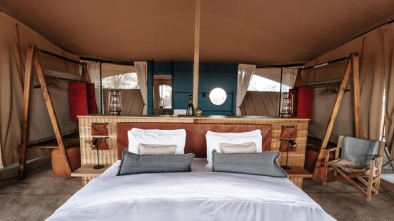 Front view of usawa safari camp bedroom