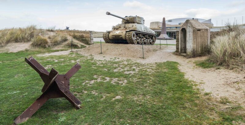 American tank on Utah Beach, Normandy invasion landing memorial