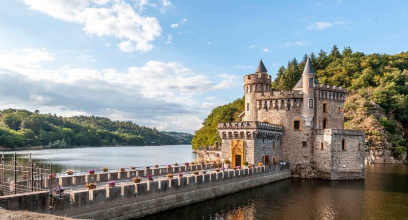 view of the magnificent castle Chateau de la Roche in the Loire Valley in Normandy.