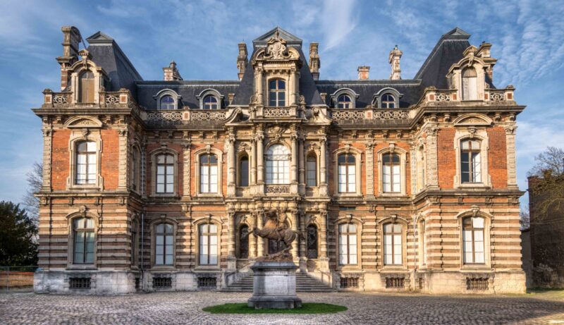 Ancient champagne production house Chateau-Perrier in Epernay, Champagne region France